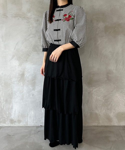 kutir（クティール）の「【新色ブラック系その他】刺繍チャイナブラウス（シャツ/ブラウス・レディース・ブラック/サックスブルー/オフホワイト/ブラック系その他・FREE）」の11枚目の写真