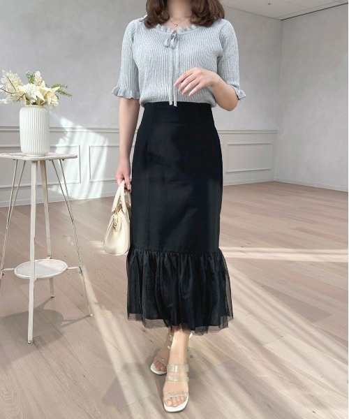 Mardi チュールスカート　値下げはコメントでお願いします VOLUME MIDI SKIRT CRAPE（スカート）｜Mardi Mercredi