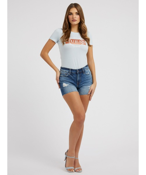 Guess（ゲス）の「Hola Short Denim Pants デニムパンツ ジーンズ レディース（デニムパンツ・レディース・インディゴブルー・26inch/27inch/28inch/25inch）」の3枚目の写真