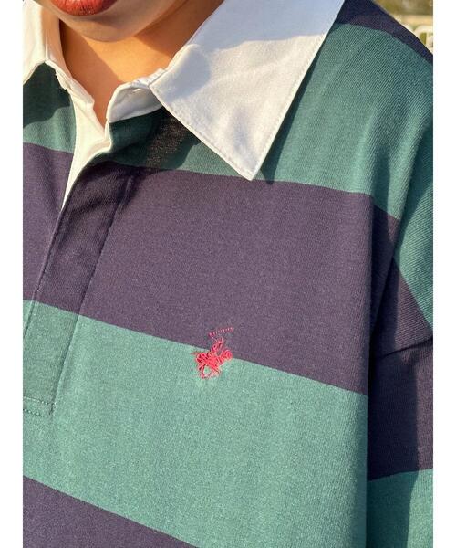 BEVERLY HILLS POLO CLUB(ビバリーヒルズポロクラブ)の「B.H POLO CLUB 鹿の子ボーダーポロシャツ(ポロシャツ・レディース・グリーン系その他/ブラック系その他4・FREE)」の3枚目の写真