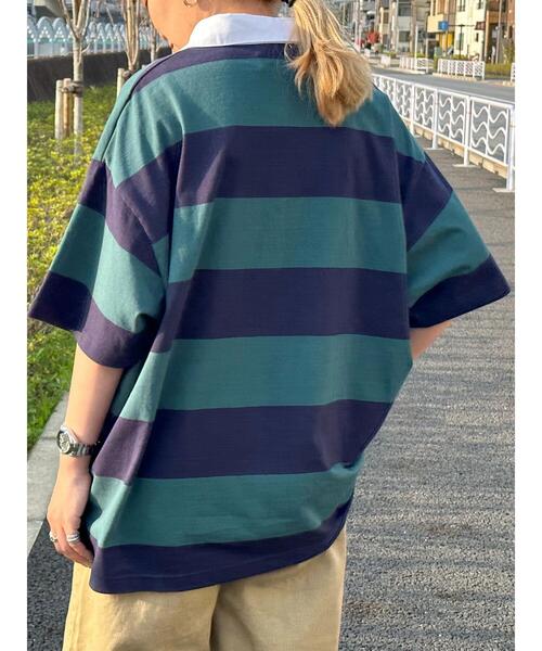 BEVERLY HILLS POLO CLUB(ビバリーヒルズポロクラブ)の「B.H POLO CLUB 鹿の子ボーダーポロシャツ(ポロシャツ・レディース・グリーン系その他/ブラック系その他4・FREE)」の5枚目の写真