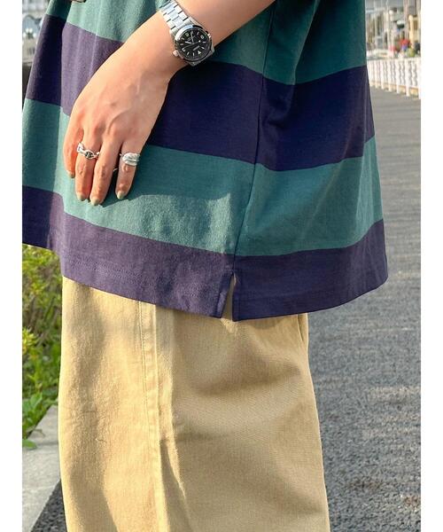 BEVERLY HILLS POLO CLUB(ビバリーヒルズポロクラブ)の「B.H POLO CLUB 鹿の子ボーダーポロシャツ(ポロシャツ・レディース・グリーン系その他/ブラック系その他4・FREE)」の6枚目の写真