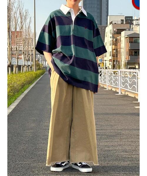 BEVERLY HILLS POLO CLUB(ビバリーヒルズポロクラブ)の「B.H POLO CLUB 鹿の子ボーダーポロシャツ(ポロシャツ・レディース・グリーン系その他/ブラック系その他4・FREE)」の7枚目の写真