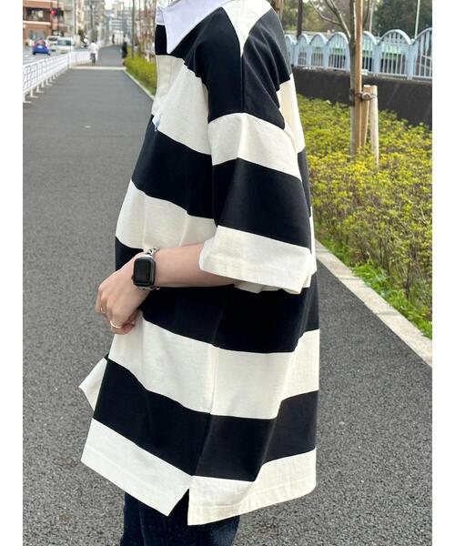 BEVERLY HILLS POLO CLUB(ビバリーヒルズポロクラブ)の「B.H POLO CLUB 鹿の子ボーダーポロシャツ(ポロシャツ・レディース・グリーン系その他/ブラック系その他4・FREE)」の10枚目の写真