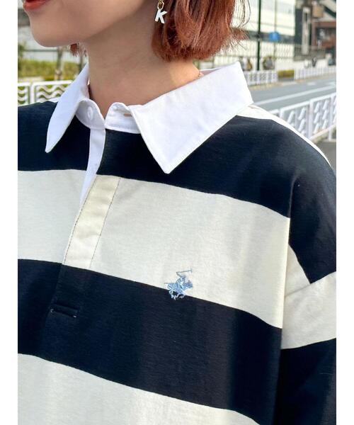 BEVERLY HILLS POLO CLUB(ビバリーヒルズポロクラブ)の「B.H POLO CLUB 鹿の子ボーダーポロシャツ(ポロシャツ・レディース・グリーン系その他/ブラック系その他4・FREE)」の12枚目の写真