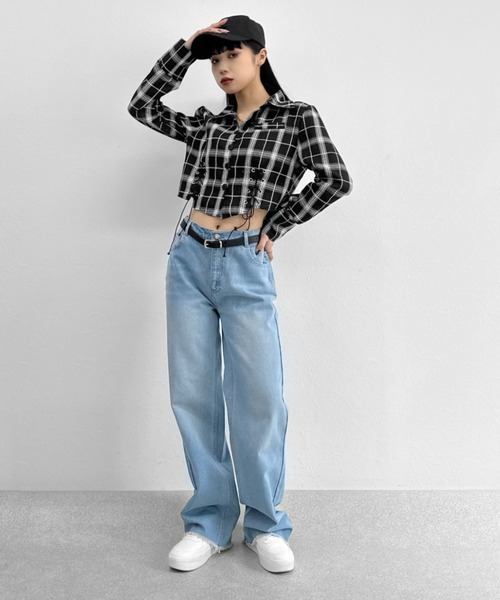 LVEU.(ラブユ.)の「【LVEU.】ハートペイントデニム / パンツ デニム レギュラー ワイド ルーズ インディゴ 色落ち ハート ペイント ハイウエスト 美脚 水色 ブルー ZOZOTOWN限定(デニムパンツ・レディース・ブルー・FREE)」の13枚目の写真