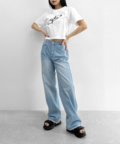 LVEU.(ラブユ.)の「【LVEU.】ハートペイントデニム / パンツ デニム レギュラー ワイド ルーズ インディゴ 色落ち ハート ペイント ハイウエスト 美脚 水色 ブルー ZOZOTOWN限定(デニムパンツ・レディース・ブルー・FREE)」の19枚目の写真