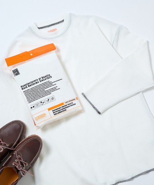 UNIVERSAL OVERALL（ユニバーサルオーバーオール）の「【UNIVERSAL OVERALL】1P パック サーマルルーズフィットUVOP-005（Tシャツ/カットソー・メンズ・ホワイト系その他2/ホワイト系1/ホワイト系その他3/ブラック系1/ブラック系その他2/ブラック系その他3・M/L/XL/S）」の2枚目の写真