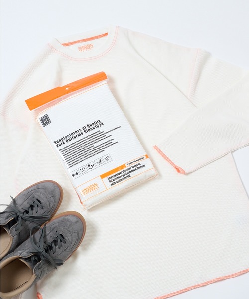 UNIVERSAL OVERALL（ユニバーサルオーバーオール）の「【UNIVERSAL OVERALL】1P パック サーマルルーズフィットUVOP-005（Tシャツ/カットソー・メンズ・ホワイト系その他2/ホワイト系1/ホワイト系その他3/ブラック系1/ブラック系その他2/ブラック系その他3・M/L/XL/S）」の3枚目の写真