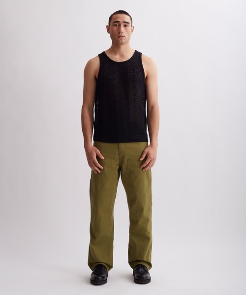 Saturdays NYC（サタデーズ ニューヨークシティ ）の「Gabriel Cotton Mesh Tank（シャツ/ブラウス・メンズ・ブラック/オフホワイト・L/M/S/XL/X-SMALL）」の7枚目の写真