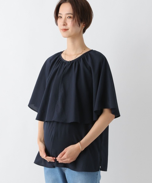 LEPSIM（レプシィム）の「マタニティ／ケープデザインブラウス　193339（マタニティウェア/グッズ・レディース・ネイビー/オレンジ/オフホワイト・FREE）」の22枚目の写真