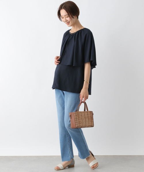 LEPSIM（レプシィム）の「マタニティ／ケープデザインブラウス　193339（マタニティウェア/グッズ・レディース・ネイビー/オレンジ/オフホワイト・FREE）」の19枚目の写真