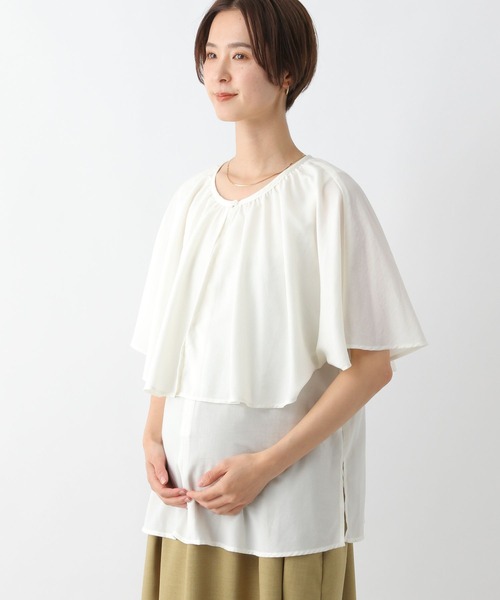 LEPSIM（レプシィム）の「マタニティ／ケープデザインブラウス　193339（マタニティウェア/グッズ・レディース・ネイビー/オレンジ/オフホワイト・FREE）」の15枚目の写真