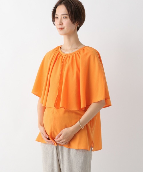 LEPSIM（レプシィム）の「マタニティ／ケープデザインブラウス　193339（マタニティウェア/グッズ・レディース・ネイビー/オレンジ/オフホワイト・FREE）」の12枚目の写真