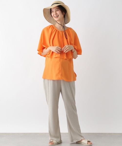 LEPSIM（レプシィム）の「マタニティ／ケープデザインブラウス　193339（マタニティウェア/グッズ・レディース・ネイビー/オレンジ/オフホワイト・FREE）」の9枚目の写真