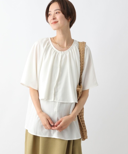 LEPSIM（レプシィム）の「マタニティ／ケープデザインブラウス　193339（マタニティウェア/グッズ・レディース・ネイビー/オレンジ/オフホワイト・FREE）」の18枚目の写真