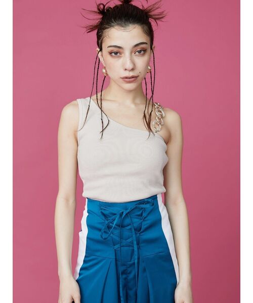 EVRIS(エヴリス)の「ハイウエストサテンワイドパンツ(その他パンツ・レディース・ブルー/ブラック・MEDIUM/SMALL)」の7枚目の写真