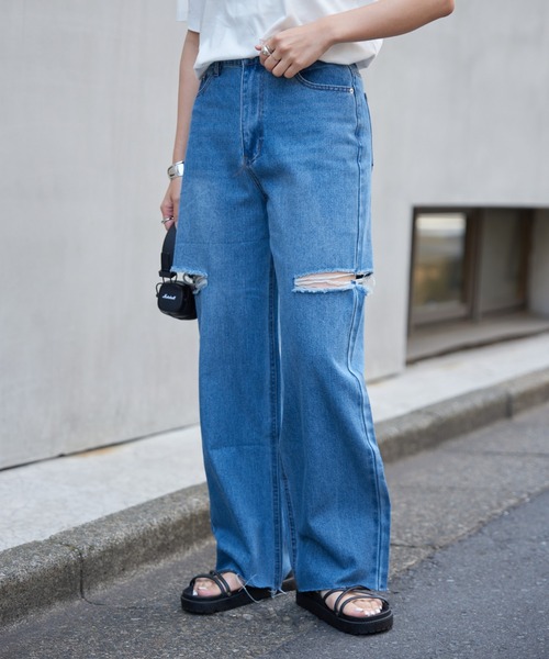 COLONY 2139（コロニートゥーワンスリーナイン）の「11OZカットスリットデニムパンツ（デニムパンツ・レディース・ブルー/サックスブルー・SMALL/MEDIUM）」の2枚目の写真