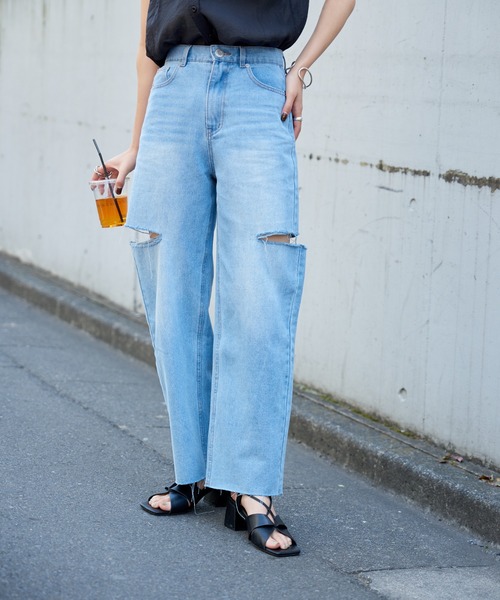 COLONY 2139（コロニートゥーワンスリーナイン）の「11OZカットスリットデニムパンツ（デニムパンツ・レディース・ブルー/サックスブルー・SMALL/MEDIUM）」の3枚目の写真