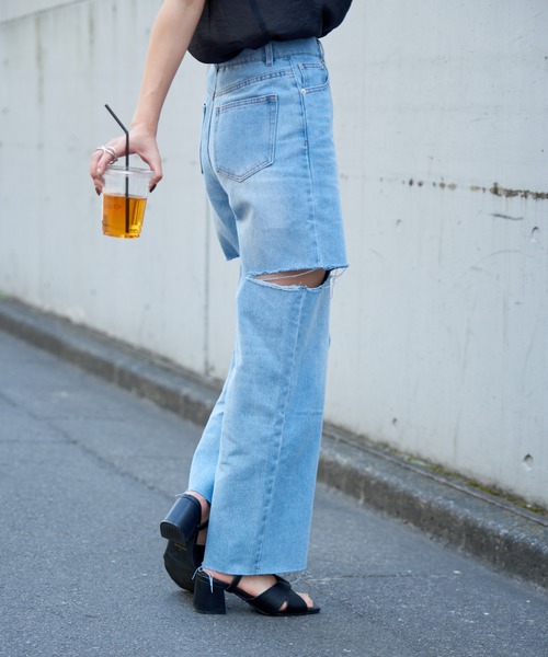 COLONY 2139（コロニートゥーワンスリーナイン）の「11OZカットスリットデニムパンツ（デニムパンツ・レディース・ブルー/サックスブルー・SMALL/MEDIUM）」の6枚目の写真