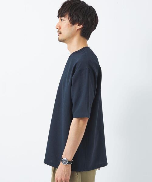 green label relaxing（グリーンレーベルリラクシング）の「ドットエアー ヘムコード クルーネック Tシャツ -防シワ・通気性-（Tシャツ/カットソー・メンズ・グレー/ライトブルー/ネイビー・M/L/XL/S）」の5枚目の写真