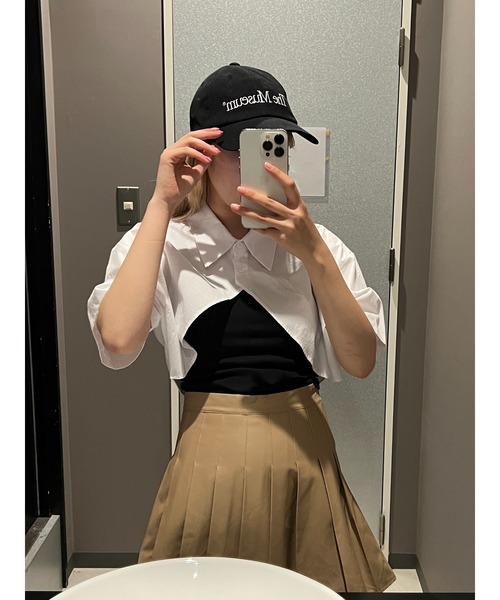 PHILLY(フィリー)の「キャミ×半袖ショートシャツSET(シャツ/ブラウス・レディース・ブラック/ブルー/ホワイト・FREE)」の11枚目の写真