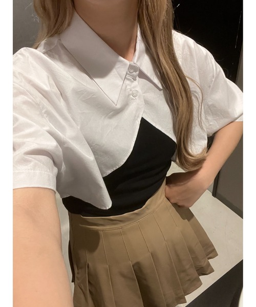 PHILLY(フィリー)の「キャミ×半袖ショートシャツSET(シャツ/ブラウス・レディース・ブラック/ブルー/ホワイト・FREE)」の12枚目の写真