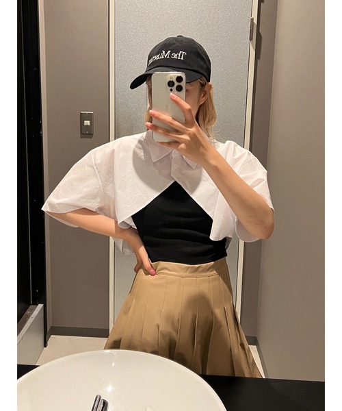 PHILLY(フィリー)の「キャミ×半袖ショートシャツSET(シャツ/ブラウス・レディース・ブラック/ブルー/ホワイト・FREE)」の13枚目の写真