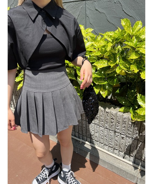 PHILLY(フィリー)の「キャミ×半袖ショートシャツSET(シャツ/ブラウス・レディース・ブラック/ブルー/ホワイト・FREE)」の21枚目の写真