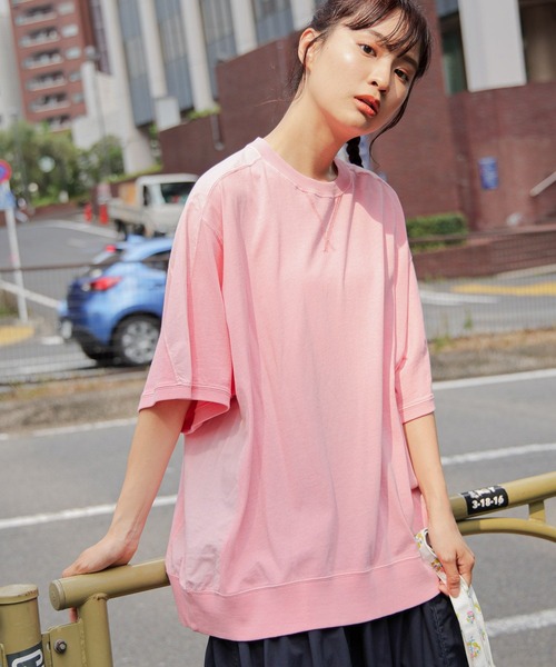 niko and...（ニコアンド）の「製品染めドッキングプルオーバー2（Tシャツ/カットソー・レディース・オフホワイト/ブルー/ピンク/チャコール・MEDIUM/LARGE）」の4枚目の写真