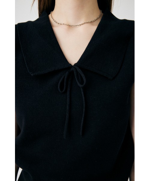 MOUSSY（マウジー）の「BIG COLLAR SLEEVELESS ニット（タンクトップ・レディース・ブルー系その他3/ベージュ系その他/ライトイエロー/ブラック・FREE）」の17枚目の写真