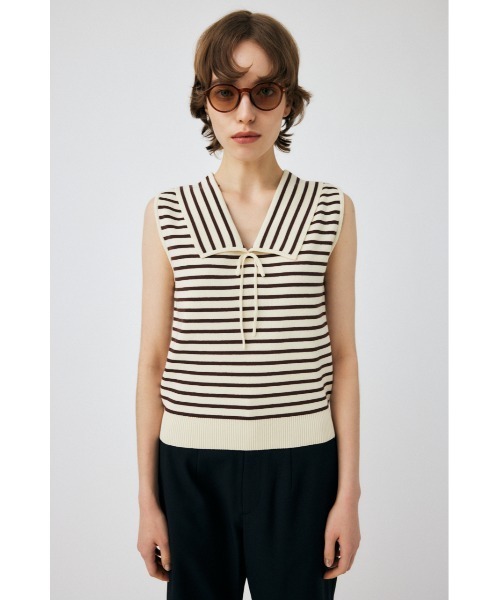 MOUSSY（マウジー）の「BIG COLLAR SLEEVELESS ニット（タンクトップ・レディース・ブルー系その他3/ベージュ系その他/ライトイエロー/ブラック・FREE）」の13枚目の写真