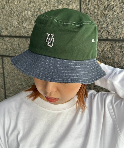 UNIVERSAL OVERALL（ユニバーサルオーバーオール）の「UNIVERSAL OVERALL / UOロゴ刺繍ツイルハット / DS1494（ハット・レディース・グリーン/ブラウン/ホワイト/ブラック/ブルー/グレー/チャコールグレー/ダークグリーン・FREE）」の6枚目の写真