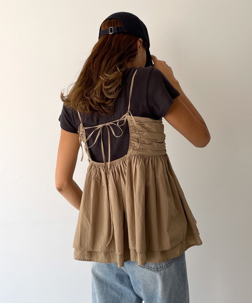 CANAL JEAN（キャナルジーン）の「RED CHOP WORKS　ギャザーキャミソール（キャミソール・レディース・ベージュ/チャコールグレー・ONE SIZE）」の14枚目の写真