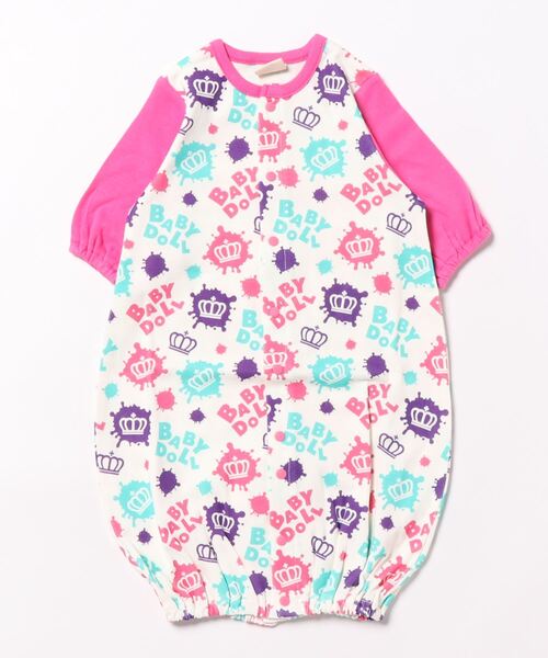 BABYDOLL(ベビードール)の「ラクガキ2WAYオール 8529B(肌着・キッズ・ネイビー/ピンク・50-70cm)」の1枚目の写真