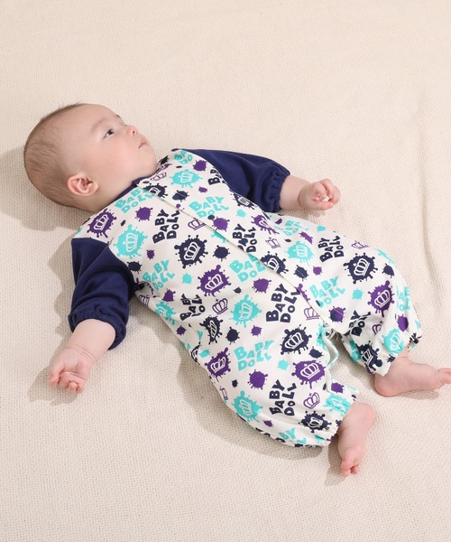 BABYDOLL(ベビードール)の「ラクガキ2WAYオール 8529B(肌着・キッズ・ネイビー/ピンク・50-70cm)」の7枚目の写真