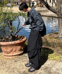 ストリートファッション Chikashitsu + チカシツプラス oversized d-ring pintuck wide cargo pants オーバーサイズ カーゴパンツ ジョガーパンツ ワイドパンツ 韓国 ストリート 韓国ファッション