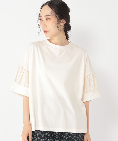 studio CLIP(スタディオクリップ)の「【接触冷感/紫外線防止】ひんやり切替えスリーブプルオーバー(Tシャツ/カットソー・レディース・ブラック/オフホワイト/ライトグレー/ライトグリーン・FREE)」の9枚目の写真