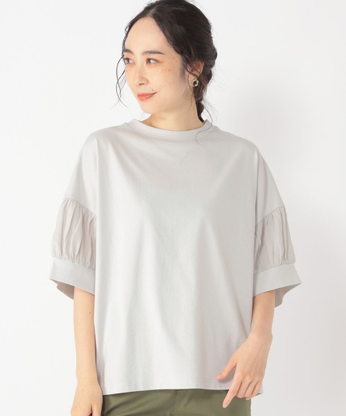 studio CLIP(スタディオクリップ)の「【接触冷感/紫外線防止】ひんやり切替えスリーブプルオーバー(Tシャツ/カットソー・レディース・ブラック/オフホワイト/ライトグレー/ライトグリーン・FREE)」の5枚目の写真