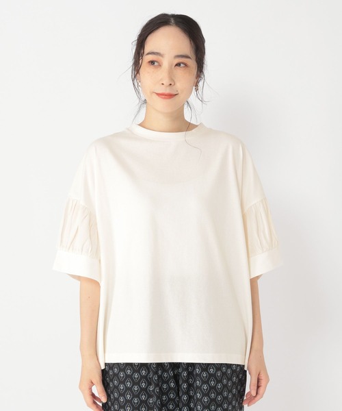 studio CLIP(スタディオクリップ)の「【接触冷感/紫外線防止】ひんやり切替えスリーブプルオーバー(Tシャツ/カットソー・レディース・ブラック/オフホワイト/ライトグレー/ライトグリーン・FREE)」の22枚目の写真