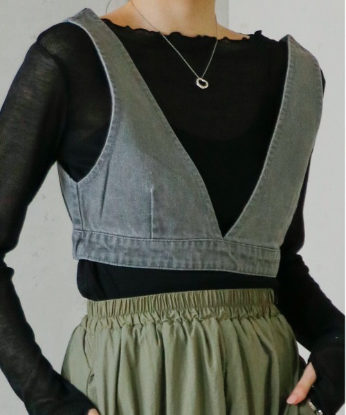 Per sist ence（パーシエンス）の「デニムビスチェ/セットアップ可（ベスト・レディース・ブラック/ブルー/インディゴブルー/グレー・FREE）」の22枚目の写真