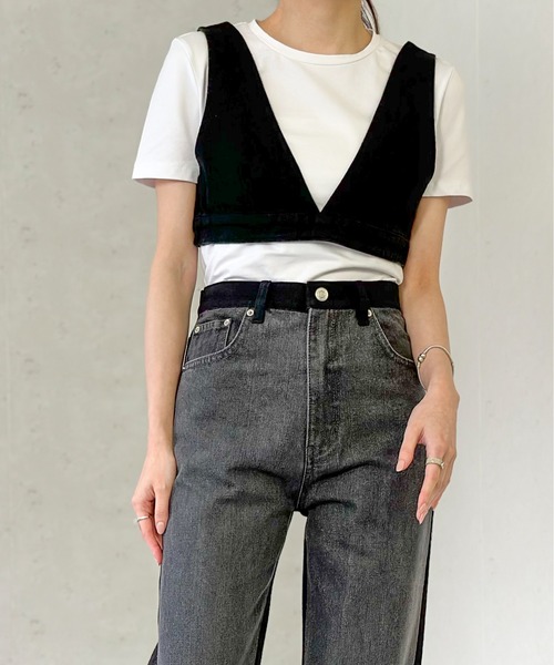 Per sist ence（パーシエンス）の「デニムビスチェ/セットアップ可（ベスト・レディース・ブラック/ブルー/インディゴブルー/グレー・FREE）」の8枚目の写真