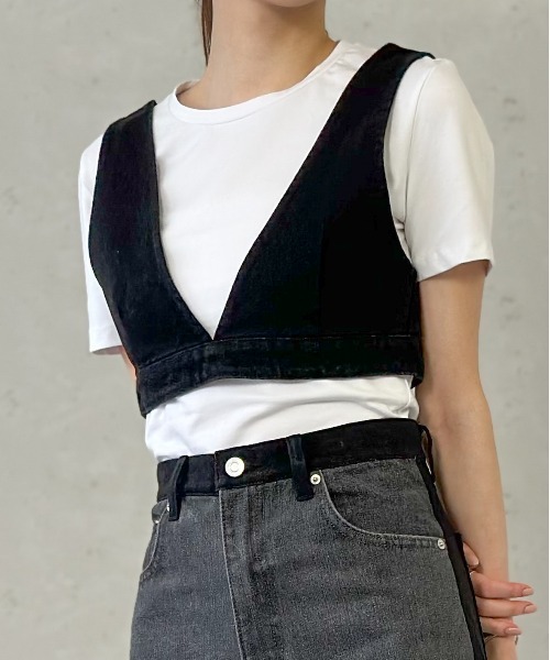 Per sist ence（パーシエンス）の「デニムビスチェ/セットアップ可（ベスト・レディース・ブラック/ブルー/インディゴブルー/グレー・FREE）」の10枚目の写真
