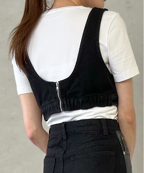 Per sist ence（パーシエンス）の「デニムビスチェ/セットアップ可（ベスト・レディース・ブラック/ブルー/インディゴブルー/グレー・FREE）」の16枚目の写真