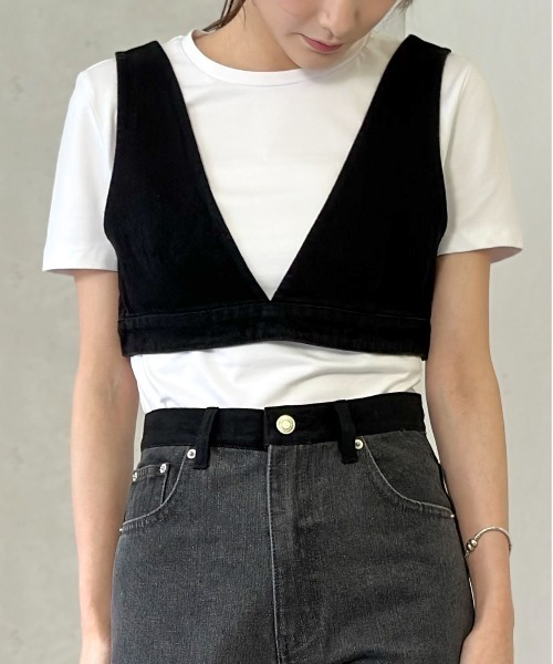 Per sist ence（パーシエンス）の「デニムビスチェ/セットアップ可（ベスト・レディース・ブラック/ブルー/インディゴブルー/グレー・FREE）」の7枚目の写真