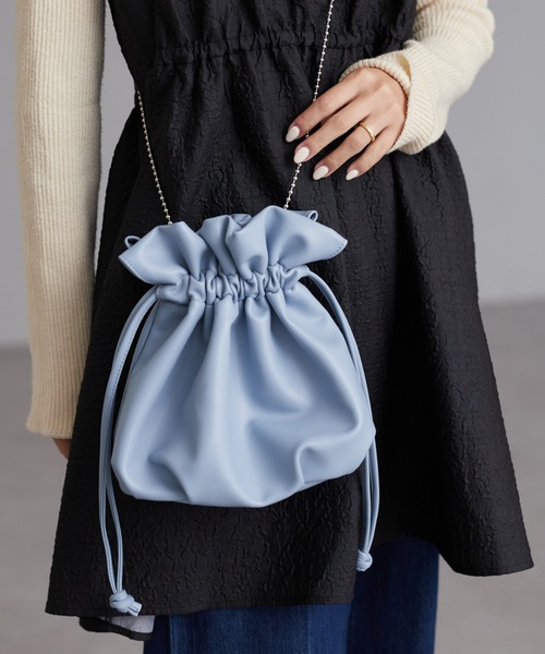 専用★new★ハンドメイド✳︎ 巾着　トライアングル✖️チェック　北欧柄　モノトーン CIAOPANIC TYPY（チャオパニックティピー）の「ボールチェーンタック