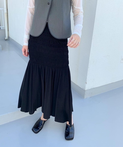 KBF(ケイビーエフ)の「ランダムシャーリングスカート(スカート・レディース・ブラック/オフホワイト・ONE)」の9枚目の写真