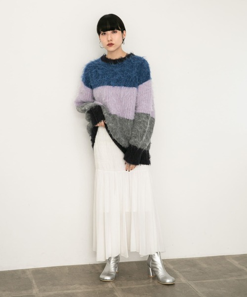 KBF(ケイビーエフ)の「ランダムシャーリングスカート(スカート・レディース・ブラック/オフホワイト・ONE)」の14枚目の写真