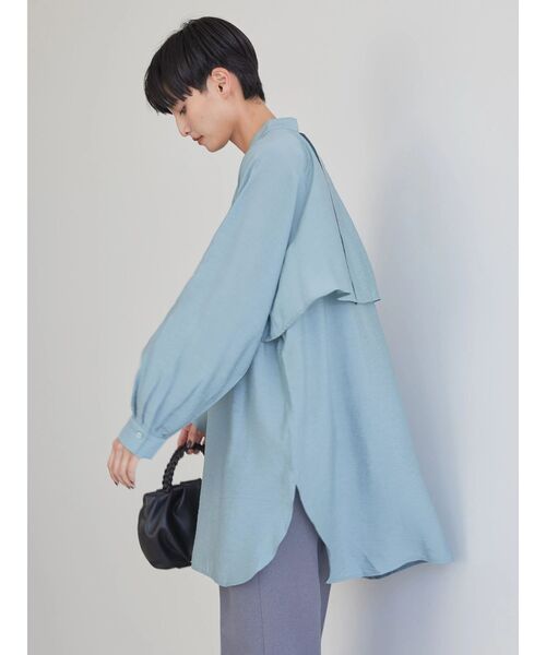 AMERICAN HOLIC（アメリカンホリック）の「バンドカラーフリルシャツチュニック（チュニック・レディース・ブラック/サックスブルー/ピンク/モカ・M/L）」の19枚目の写真