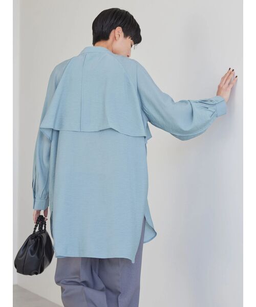 AMERICAN HOLIC（アメリカンホリック）の「バンドカラーフリルシャツチュニック（チュニック・レディース・ブラック/サックスブルー/ピンク/モカ・M/L）」の20枚目の写真